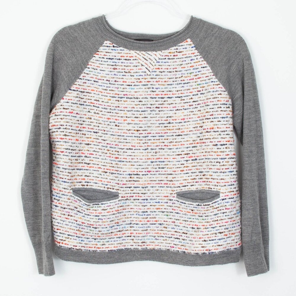 J. Crew‎ Womens Tweed Wool Blend Pullover Crewneck Sweater Size Medium Preppy